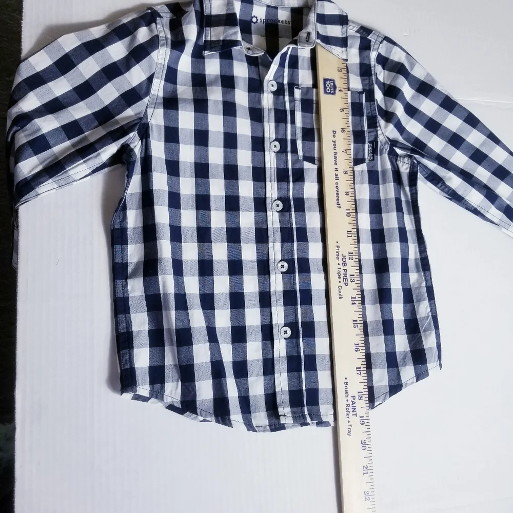 SPROCKETS BOY'S BUTTON DOWN NAVY AND BLUE DRESS SHIRT SIZE 4T